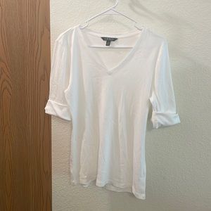 LAUREN by Ralph Lauren White Cuffed Shirt Size Large